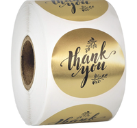 Rouleau d'étiquettes de remerciement en feuille d'or personnalisées en Offre Spéciale impression d'autocollants adhésifs transparents avec prix d'usine