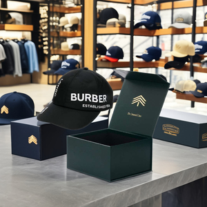 Custom Extra Large di lusso magnetico pieghevole cappello scatola rigida UV stampato che svanisce e goffratura per il cappellino da Baseball Box - Product Image 1