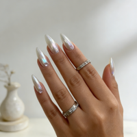 10 Nouveaux faux ongles courts en ABS de style français minimaliste, en forme d'amande, adaptés aux doigts, finition de haute qualité.