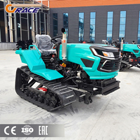 Petit tracteur à chenilles à quatre roues motrices assis avec motoculteur rotatif et moteur diesel agricole de 50 chevaux
