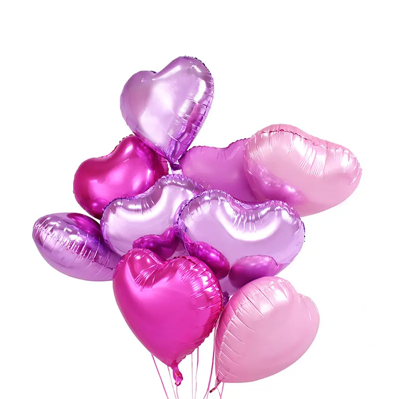 18 inç sevgililer günü kalp folyo balonlar düğün parti dekorasyon şişme aşk baskı helyum folyo kalp