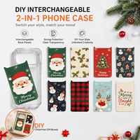 Ensemble cadeau de coques de téléphone de Noël IPC-34, support magnétique transparent avec panneau arrière Bonhomme de neige, support interchangeable en plastique tendance style DIY