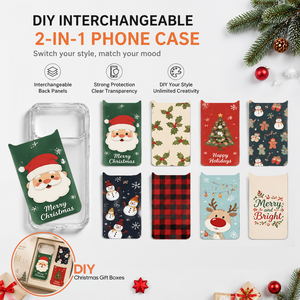 Ensemble cadeau de coques de téléphone de Noël IPC-34, support magnétique transparent avec panneau arrière Bonhomme de neige, support interchangeable en plastique tendance style DIY - Product Image 2