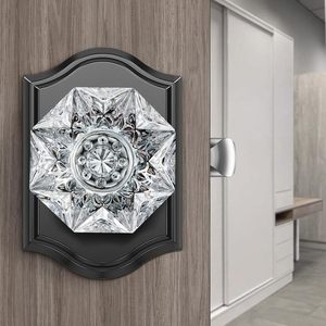 Pomo de puerta de cristal Calzibeno, negro mate, de vidrio diamantado, para puertas interiores de pasillo y armarios, fácil instalación - Product Image 1