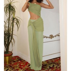 Sexy Backless Breastplate Tops Slim <b>Split</b> Half-body <b>Skirt</b> Women's 2 Piece Set Fashion - Product Image 1