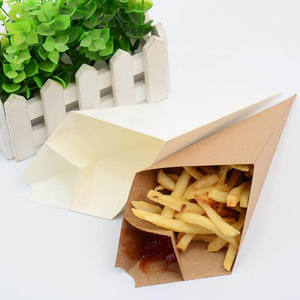 Toptan koni şekli Kraft kağıt fransız Fry kağıt koni cips kutusu ile sos kabı - Product Image 6