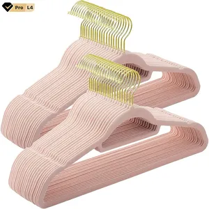Stock Pink Velvet Hangers 50 Packs Premium Hangers Non-slip Felt Hangers Sturdy Heavy Duty Coats