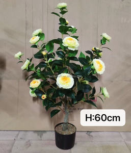 Arbre artificiel de camélia <span class=keywords><strong>Goplus</strong></span> de 36 pouces, réaliste, en plastique/polyester, pour la décoration intérieure, le bureau, la maison, le porche, la pépinière, plante en pot - Product Image 4