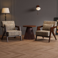 Fauteuil moderne rembourré en tissu avec structure en bois massif, chaise longue individuelle pour salon