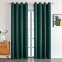 Cortinas Térmicas Aislantes de Terciopelo Verde Oscuro, 84 Pulgadas, 2 Paneles, con Bolsillo para Barra, Estilo Americano, Bloqueo Total de Luz, 100%