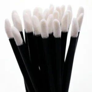 Wholesales Disposable solid handle lip brush tips lip wand Flocked tip applicator brush head for lipgloss tube