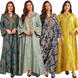 AB350Manufacture embroidery beaded Eid long dresses qatar muslim woman women dress top 2024