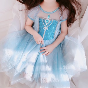 Congelati Abiti da Principessa Bambino Del Manicotto Del Bicchierino Delle Ragazze Elsa Capretti Del <span class=keywords><strong>Vestito</strong></span> Cosplay Eseguire Esposizione Del Partito di Paillettes Vestiti di Compleanno - Product Image 5