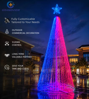 Lumières de Noël LED RGB géantes pour l'extérieur, motif arbre de Noël, contrôle DMX, structure métallique robuste, étanche pour l'affichage festif