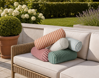 Coussin de sol extérieur en chenille rayée couleur terre cuite, hydrofuge, résistant aux UV, séchage rapide, mousse haute densité, personnalisable