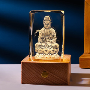 3D Crystal Ball Temple Connection Props Statue Amitabha Buddha Guanyin Bodhisattva Entrance <b>Desk</b> Art <b>Ornaments</b> - Product Image 3
