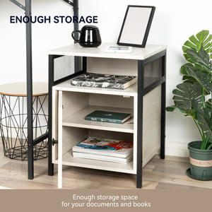 Armoire de rangement de bureau en bois à roulettes, trois niveaux, étagères réglables, résistante à l'eau, organisateur multifonctionnel pour documents - Product Image 3