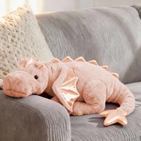 Peluche Dragon Rose Doré de 50 Pouces, Grande Peluche Dragon Douce pour Chiens et Chats
