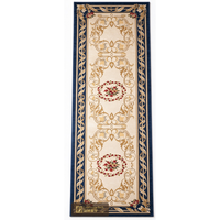 LandScopeTech Persian Runner Rug Navy Ivory Gold Hand Tufted Wool Silk Bamboo Custom Size for Hotel Corridor Lobby Banquet Hall