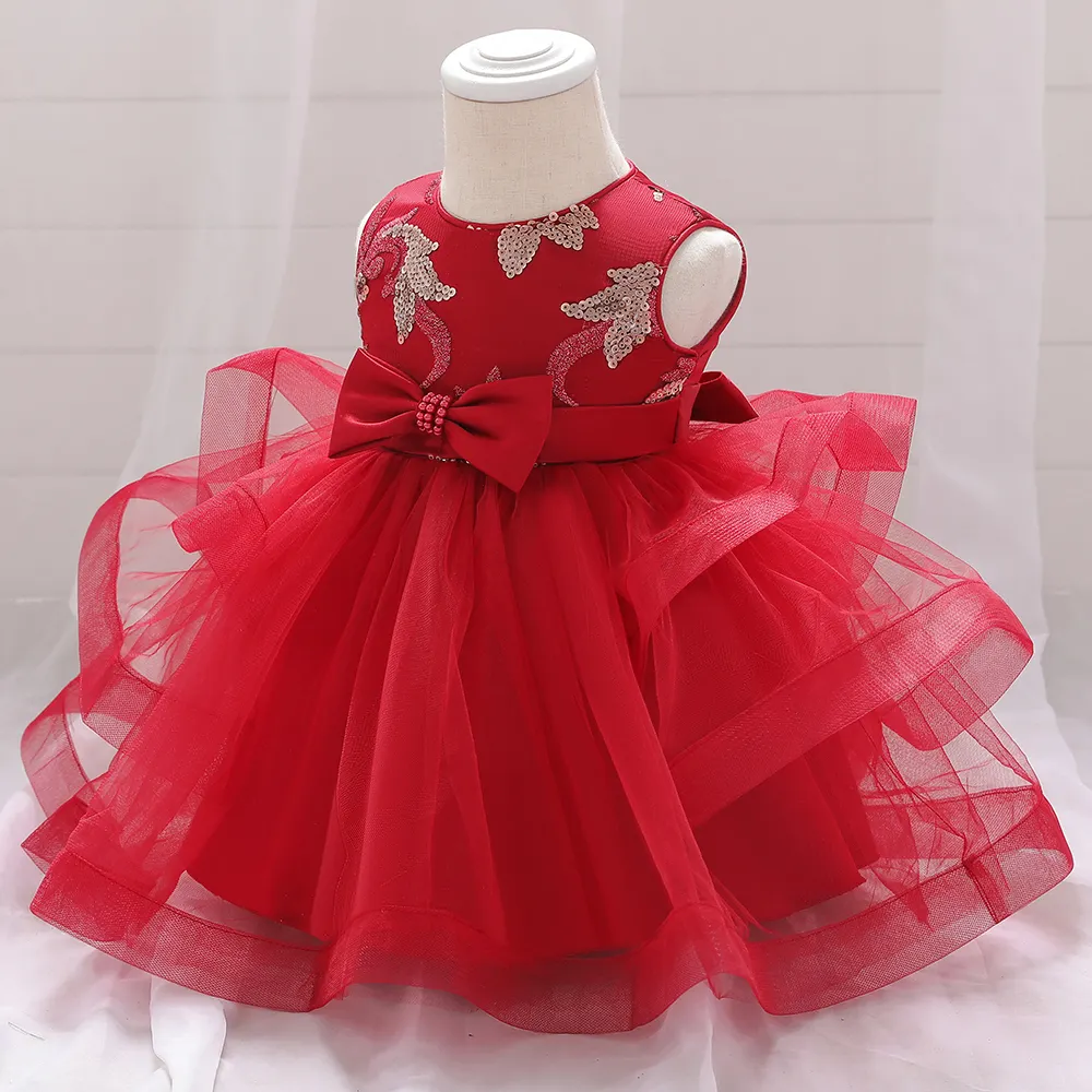 Hot Sale Toddler Clothing Small Baby Girls Elegant Layered Satin Prom Dress For Party L1929XZ