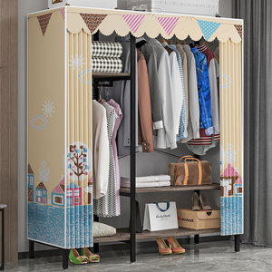 Suoernuo الحديثة المنزلية انزلاق الباب دولاب من القماش تأجير منزل بسيطة و رخيصة خزانة خزانة تخزين الملابس - Product Image 2