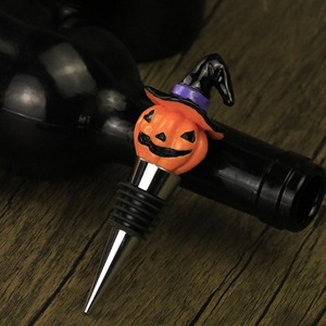 Halloween Pumpkin Wine Stopper With Witch Hat Plastic Sealing Bottle Stopper For Wine Preservation - Product Image 1