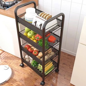 Kitchen Storage Rack Multi Tier Metal Cart <b>With</b> Wheels For Kitchen Organizers - Product Image 2