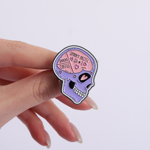Broches de esqueleto esmaltados, estilo gótico <span class=keywords><strong>pastel</strong></span>, con temática de crisis existencial, para uso diario, joyería de memes de café y snacks, venta al por mayor - Product Image 4