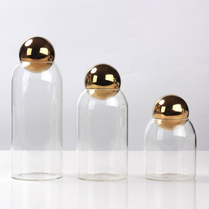 4Pcs Spice Jar <strong>Set</strong> with Silver Gold Cork Ball Lid for Food <strong>Tea</strong> Storage Container Foam <strong>Set</strong> Package Eco Friendly Glass Kitchen - Product Image 3