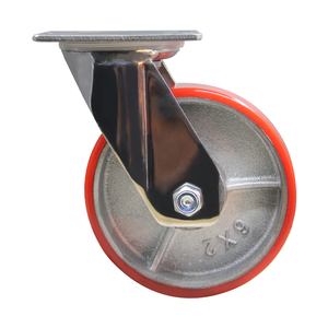 Hot Selling 8 Zoll 304 Edelstahl halterung Metall rollen 200mm Hochleistungs-Eisenkern Polyurethan <span class=keywords><strong>Red</strong></span> Castor Wheels - Product Image 6