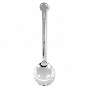 Cuillère à tête ronde en acier inoxydable 304 motif ours mignon, cuillère à mélanger à long manche style coréen, cuillère à pastèque/fruits, cuillère à manger domestique - Product Image 5