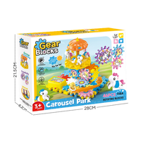 Jouets éducatifs STEM pour enfants, 46 pièces, ensemble de blocs de construction à engrenages électriques, carrousel, jouet d'apprentissage Montessori pour enfants