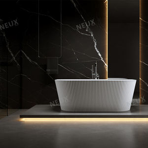 <span class=keywords><strong>Baignoire</strong></span> de trempage en acrylique autoportante blanche moderne de haute qualité avec un design cannelé et des lignes élégantes - Product Image 5