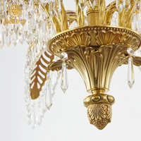 Jewellerytop Hôtel Lobby Villa Salon Français Victorien De Luxe Cristal Pendentif Lumière Double Couche En Laiton Palm Lustre