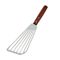 Spatule de cuisson Teppanyaki à poignée en bois antidérapante, résistante aux hautes températures et anti-brûlure, avec fentes pour égoutter l'huile, pour poisson, anguille, steak et grillades