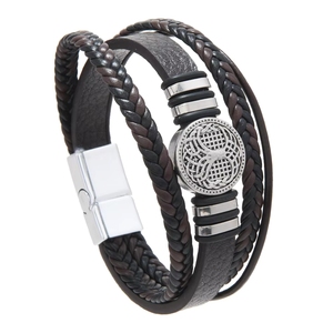 <span class=keywords><strong>Bracelet</strong></span> en cuir vintage Arbre de Vie pour homme, prêt à être expédié, <span class=keywords><strong>bracelet</strong></span> tressé multi-couches, bijoux punk, vente en gros RTS - Product Image 3