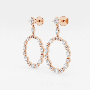 Boucles d'oreilles pendantes en diamant de laboratoire Marquise 3 carats, bijoux élégants et tendance pour femmes, design moderne et luxueux - Product Image 1