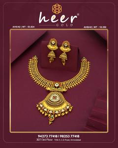 Traditional South Indian Gold Temple Jewelry <b>Necklace</b> Set with Earrings Bridal Ethnic Wedding <b>Statement</b> <b>Necklace</b> Handmade Design - Product Image 2