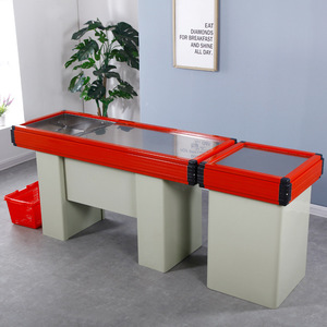 Registratore di Cassa Commerciale Rosso Brillante con Cassetto Portaoggetti Integrato e Armadietto Aperto per Piccoli Negozi di Alimentari e Minimarket - Product Image 1