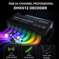 Controlador RGB AIPIN DMX512 de 24 Canales con Pantalla Digital, 5-24VDC, Señal Maestra DMX512 para Iluminación de Tiras LED RGB