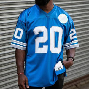 Maillot <span class=keywords><strong>de</strong></span> football américain rétro surdimensionné style jersey avec broderie et patchwork en maille pour homme - Product Image 3