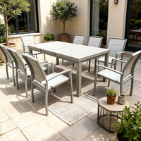 Ensemble de table et chaises de salle à manger extensible en aluminium moderne résistant aux intempéries avec table de jardin extensible pour usage extérieur