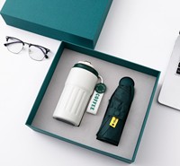 Set de Regalo Personalizado con Logotipo de la Marca Bona, Vaso Térmico de Acero Inoxidable, Batería Externa, Paraguas de Viaje, 3 en 1, Caja de Regalo Corporativa para Empresas