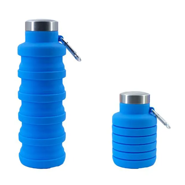 BPA Free Wholesale Sports Travel 500ml Portable Leakproof Food Grade Silicone Collapsible Water Bottle for Running