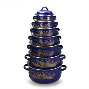 7 Pcs <strong>Enamelware</strong> with Decal of Carbon Steel Kitchen <strong>Cookware</strong> <strong>Wholesale</strong>