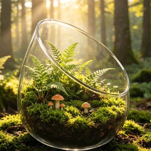 Hochtransparente Desktop-Glas-Terrarien für Pflanzen, Schrägformiges Terrarium-Glas, Geeignet für Sukkulenten, Moos, Butterwurz, Farn - Product Image 6