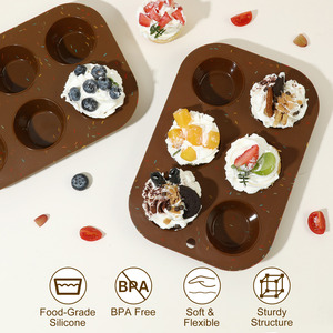 Molde de Silicona para Muffins con Diseño de Chispas, 6 Cavidades, Apto para Horno, Flexible, para Muffins, Cupcakes y Brownies - Product Image 6