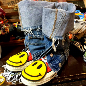 REMARK UPCYCLE Scarpe da Uomo di Lusso Vintage Fatte a Mano con Patchwork e Rielaborazione, Scarpe Eleganti Retrò in Denim - Product Image 1