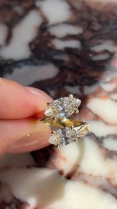 Anillo de Diamante Cultivado en Laboratorio de 3CT con Corte Marquesa: Banda de Oro de 14K, Inspirado en la Naturaleza - Product Image 2