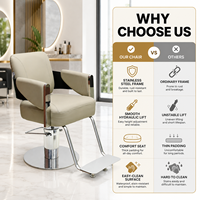 Fauteuil de Barbier de Luxe XFMC pour Femme avec Grande Pompe, Chaise de Salon de Coiffure en Cuir Beige Personnalisée pour Coiffeur
